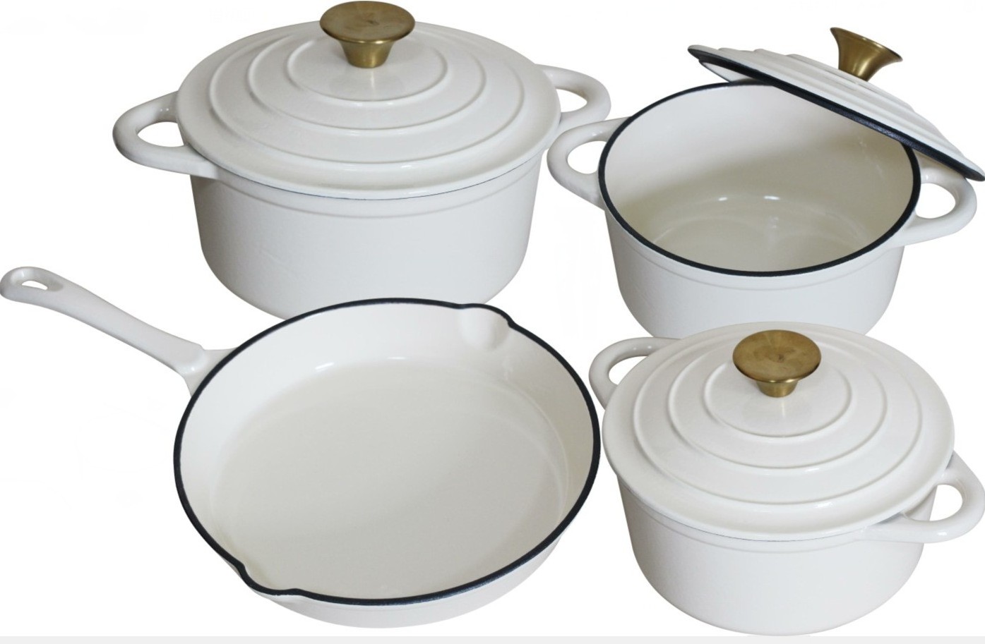 Hot selling 7 pc cookware set Cast Iron enamel Soup & Stock pot