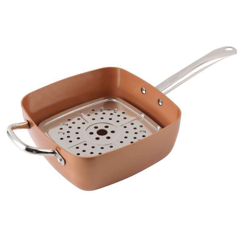 China Supplier Aluminum Square Deep Pan Air Frying Cast Iron Cookware Saute Fry Pan