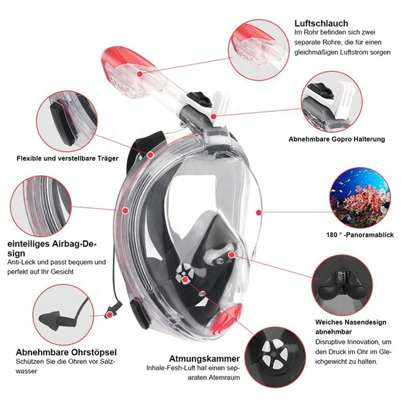 Snorkel De Cara Completa Free To Breathing Waterproof Diving Mask Go Pro Camera Scuba Full Face Snorkel Mask