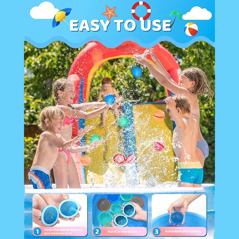 Summer Toys For Kids Beach Silicone Refillable Water Bomb Balloons Inflatable Walk On Water Balloon Reusable Water Balloon Pack