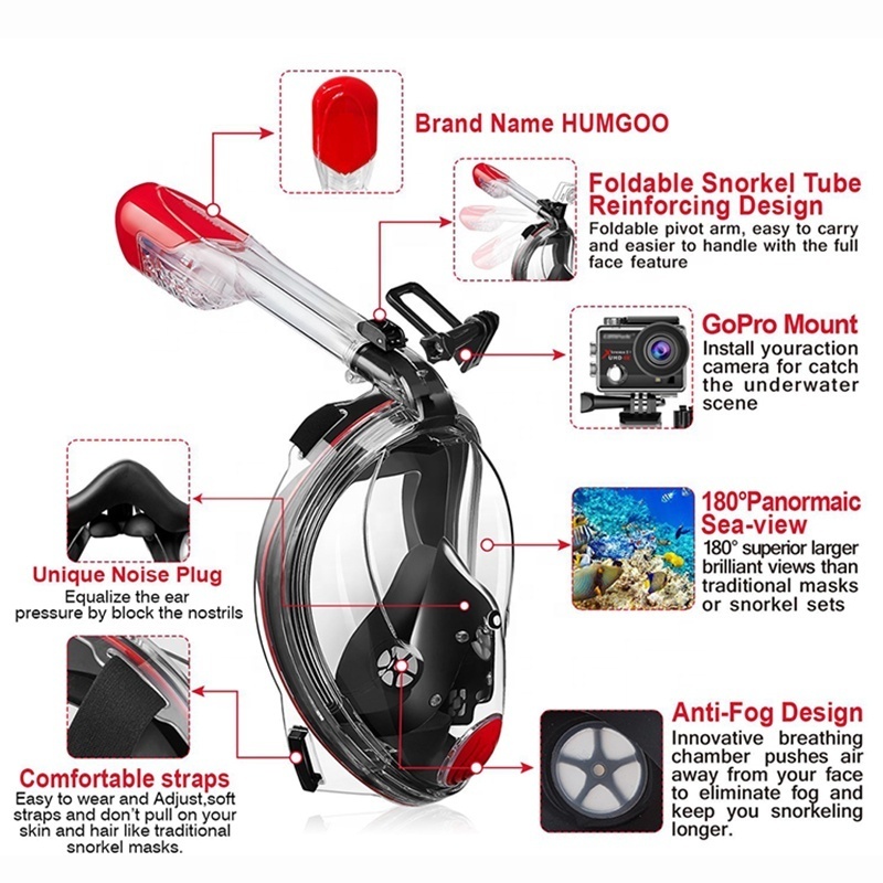 Snorkel De Cara Completa Free To Breathing Waterproof Diving Mask Go Pro Camera Scuba Full Face Snorkel Mask