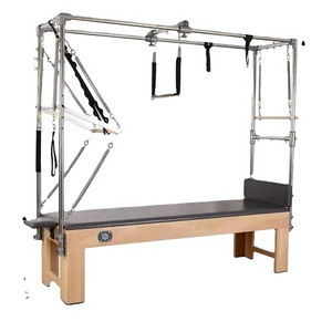 ONEMAX White Wood Studio Yoga Pilates Reformer Classic Bed Pilates Machine With Tower Trapeze Table Cadillac Reformer