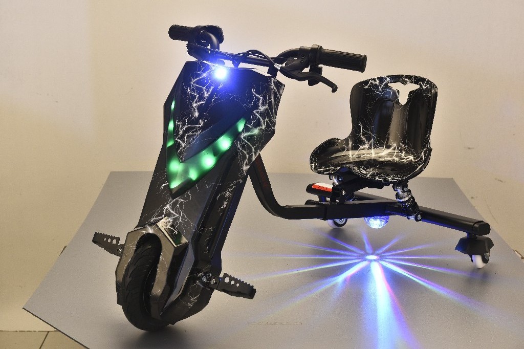 Electric drift trike for sale, 3 wheel with led light kids go kart for teenage or adult, 250w kids drifting scooter drift trike