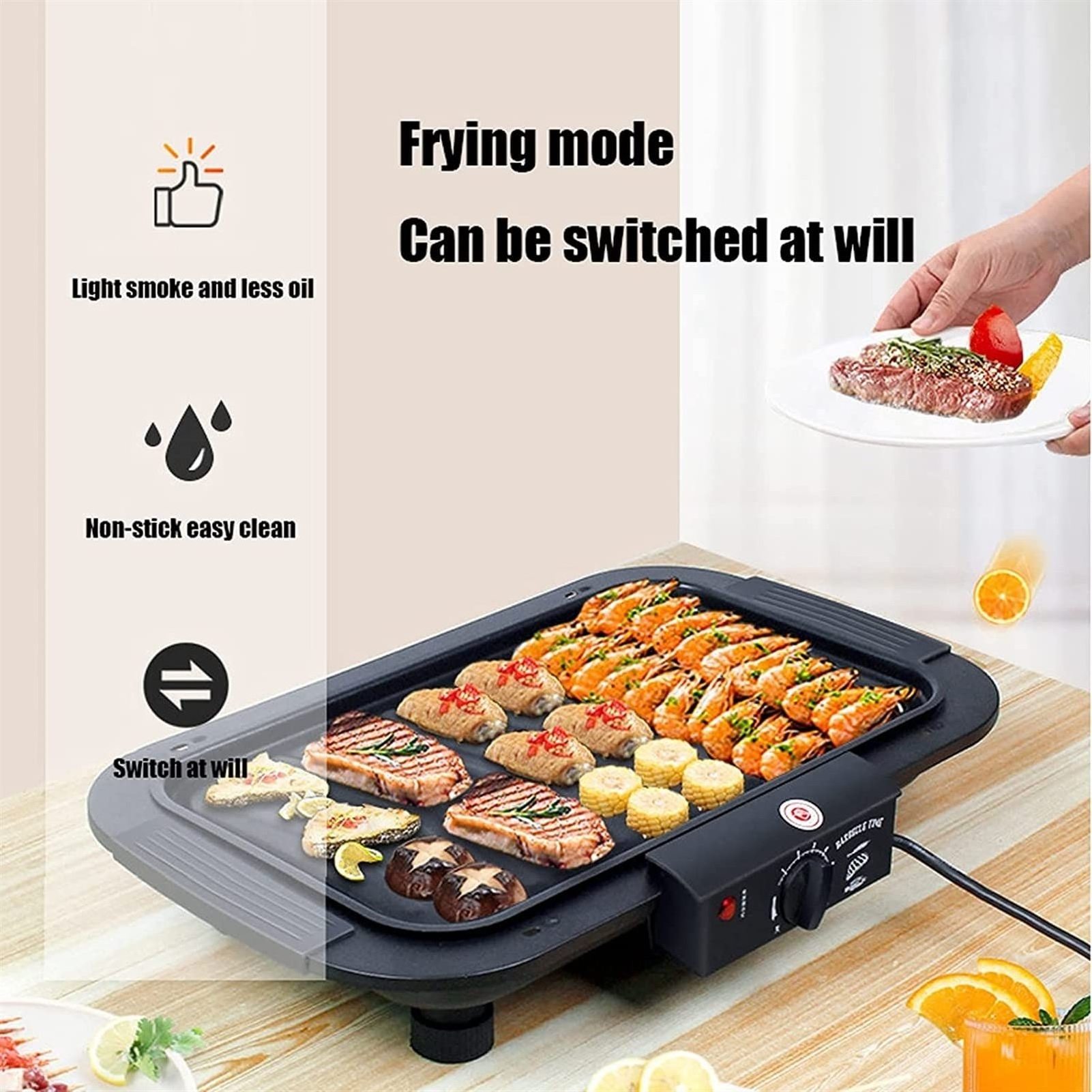 Electric Skewer Making Machine with Multi-Sta Temperature Adjustment Non-Stick Layer Smokeless Grill for Household Kitchen Use