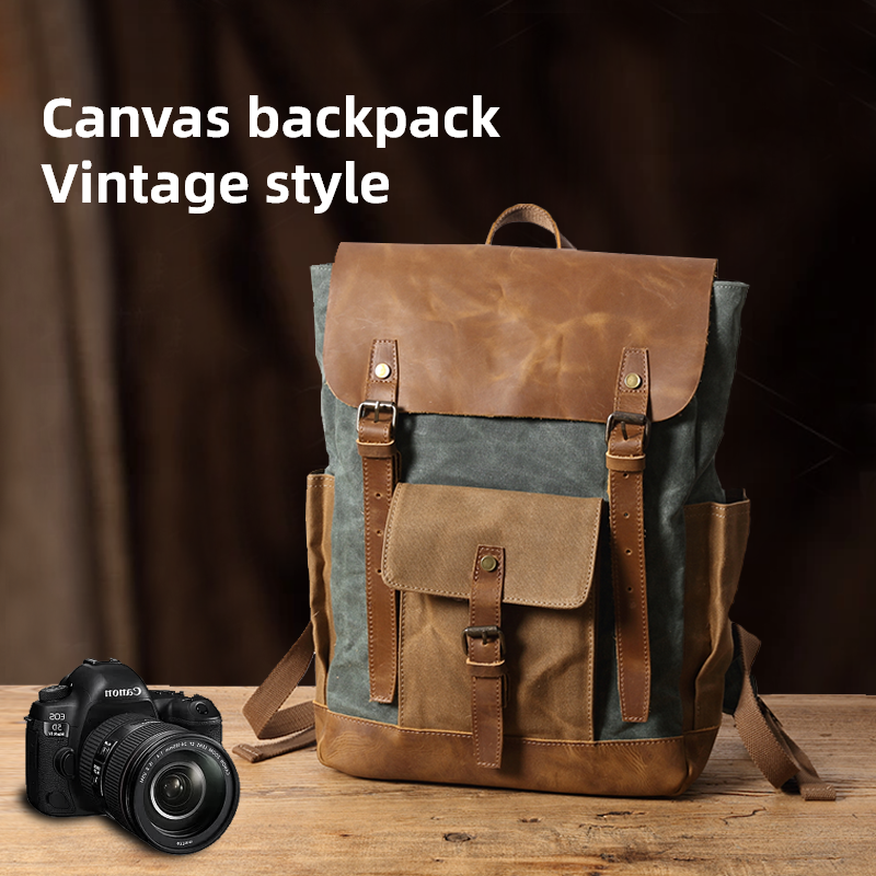 Outdoor portable canvas laptop backpack rucksack backpack female canvas backpack tote bag cotton rucksack for traveling