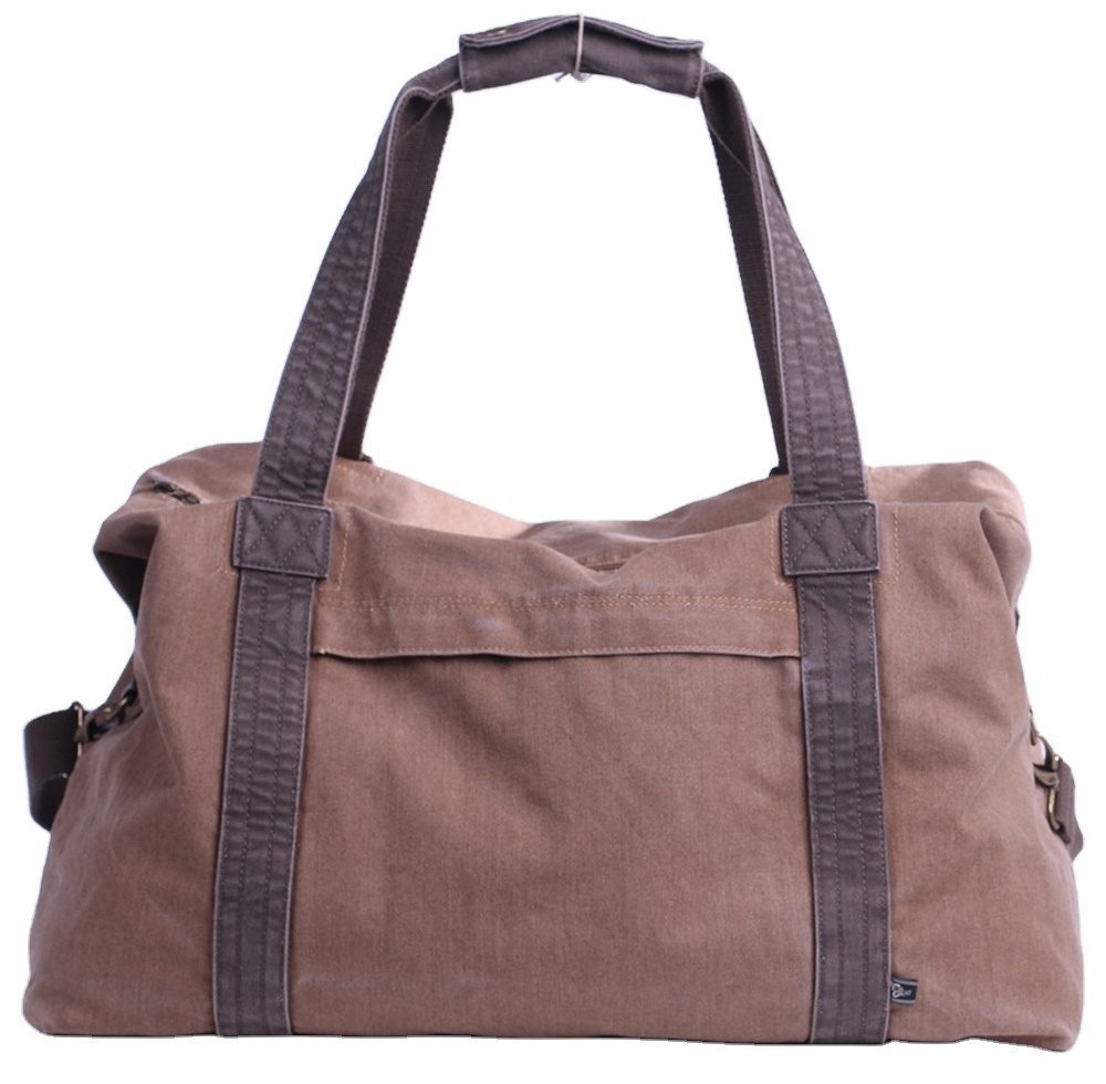 Large Unisex Vintage Canvas Duffle Bag Sublimation Weekend Tote Travel Bag with Zipper Closure