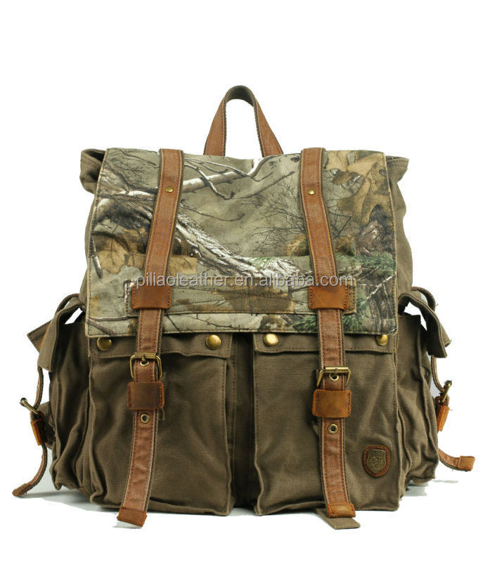 Camo Canvas Backpack travel Camping waterproof backpack Knapsacks Hiking Rucksack custom unisex high quality canvas backpack