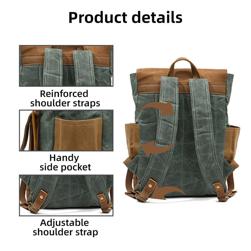 Outdoor portable canvas laptop backpack rucksack backpack female canvas backpack tote bag cotton rucksack for traveling