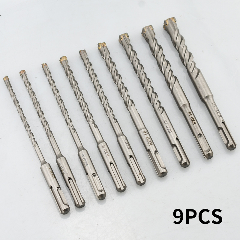 9pcs 5mm-16mm Drill Bit Cross Tips 4 Cutters 160mm Wall Brick Block Masonry Drilling Bits