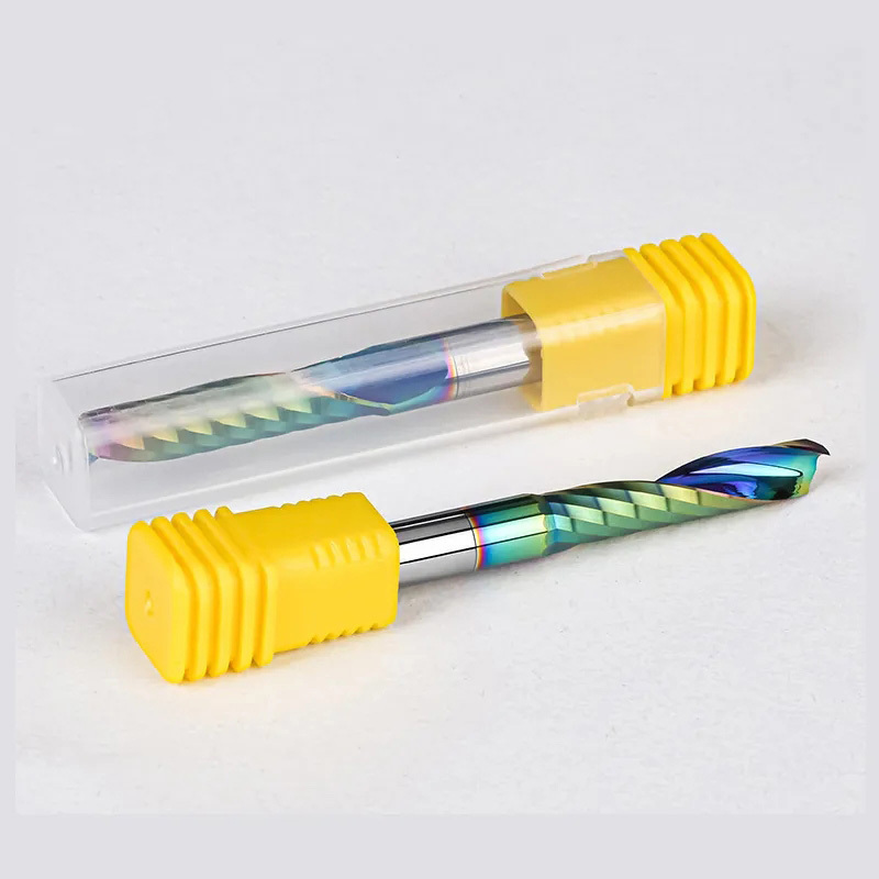 Single Flute Wood Milling Cutter 1-12mm Carbide End Mill Dlc Color Coating For Acryl Plastic Aluminium