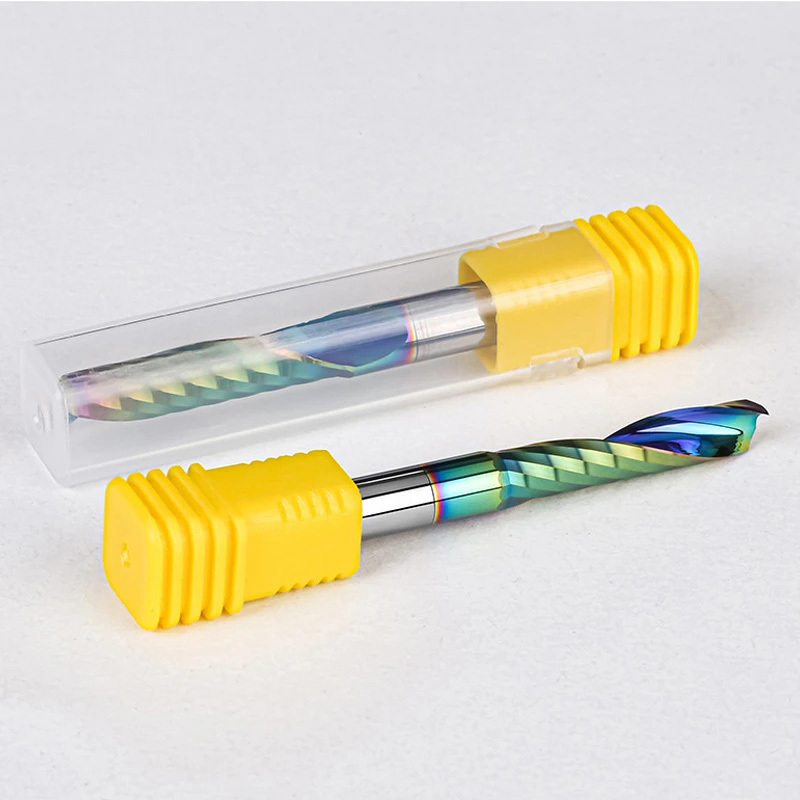 Single Flute Wood Milling Cutter 1-12mm Carbide End Mill Dlc Color Coating For Acryl Plastic Aluminium