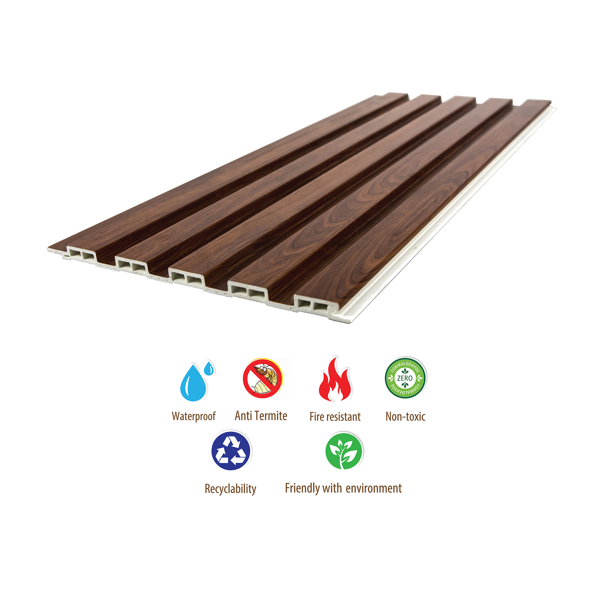 Factory Premium Laminated Waterproof Fire Resistant WPC slat Wall Panel for House Interior Decoration (Pima)