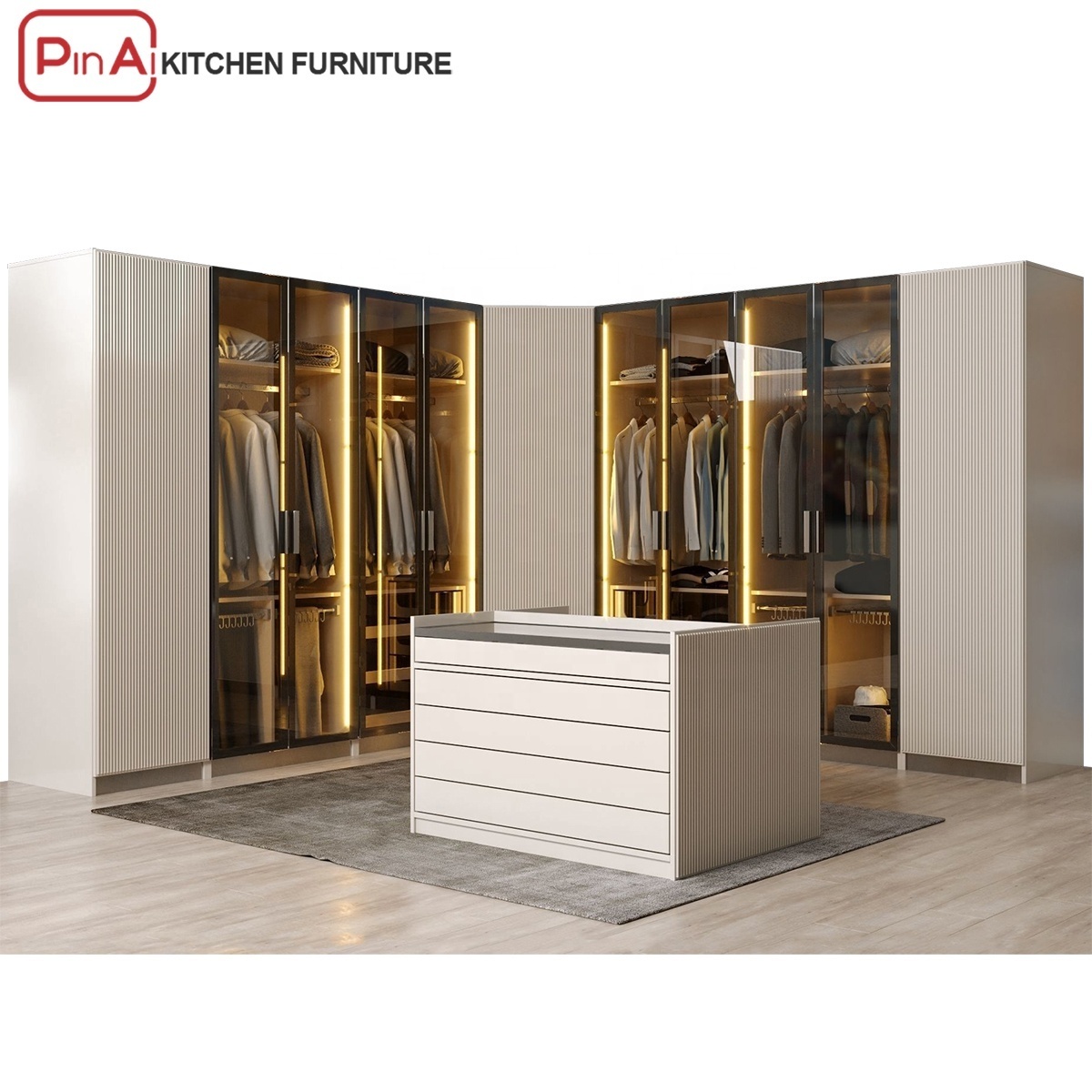 PINAI bedroom furniture modern design walk in wardrobe closet