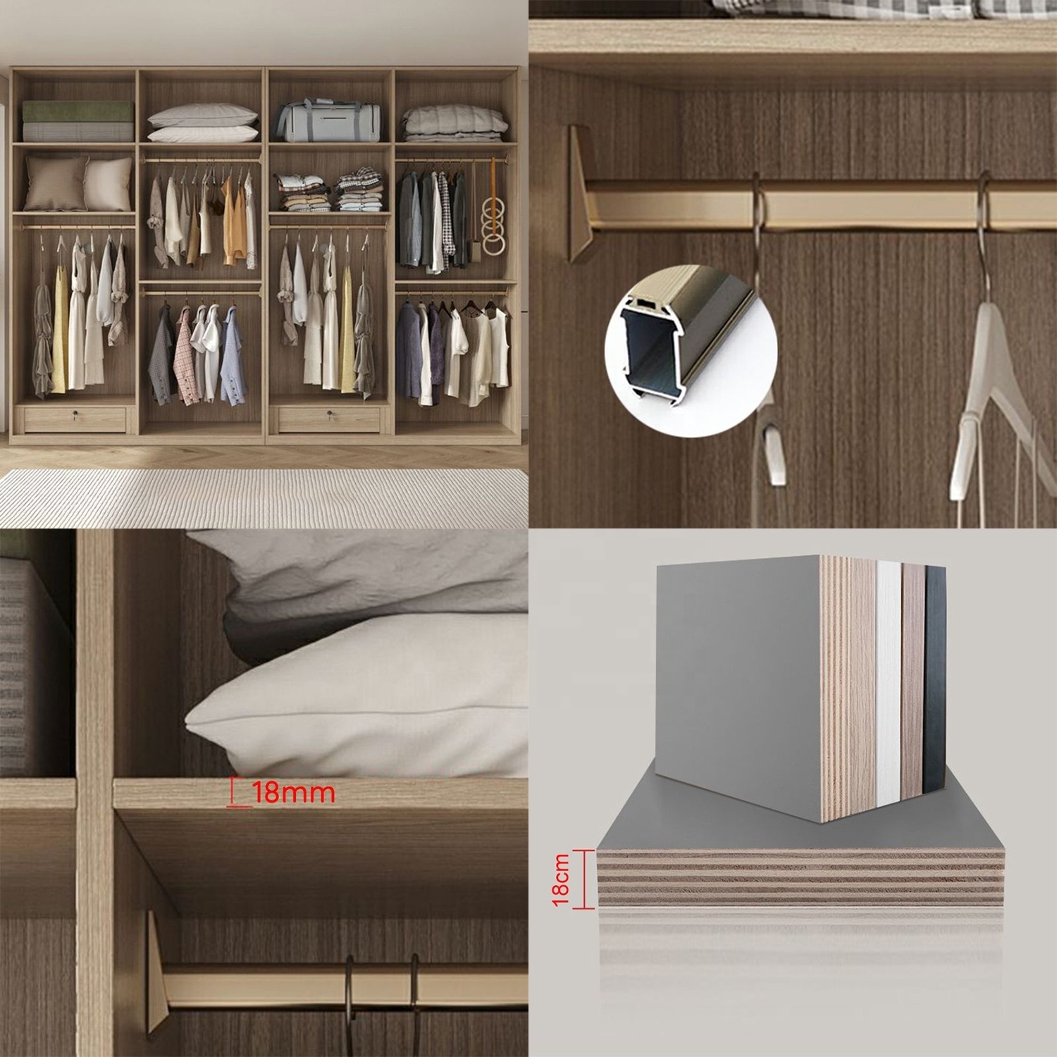 PINAI 4 door bedroom wall design wooden cabinet clothes wardrobe with mirror