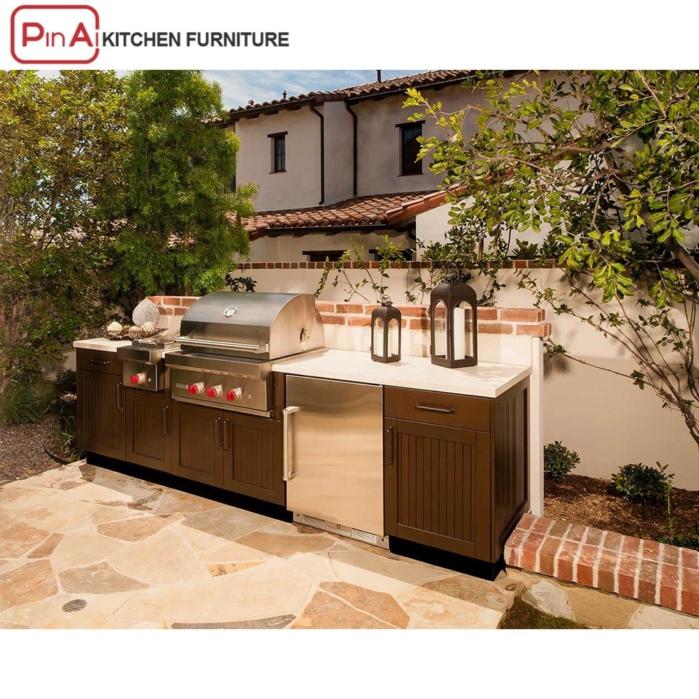 PINAI customized luxury outdoor garden bbq stainless steel kitchen cabinets