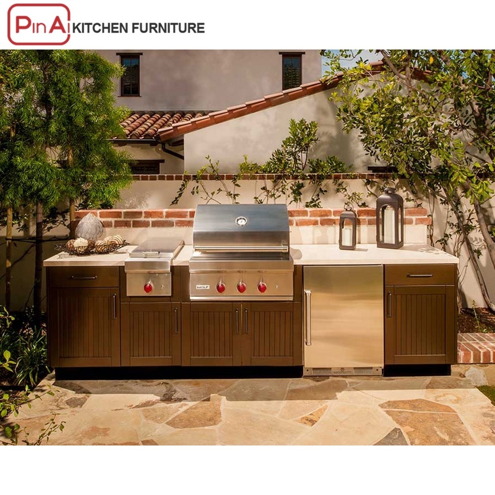 PINAI customized luxury outdoor garden bbq stainless steel kitchen cabinets