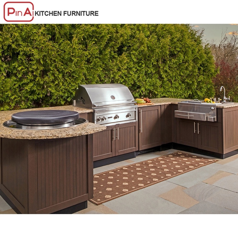 PINAI customized luxury outdoor garden bbq stainless steel kitchen cabinets