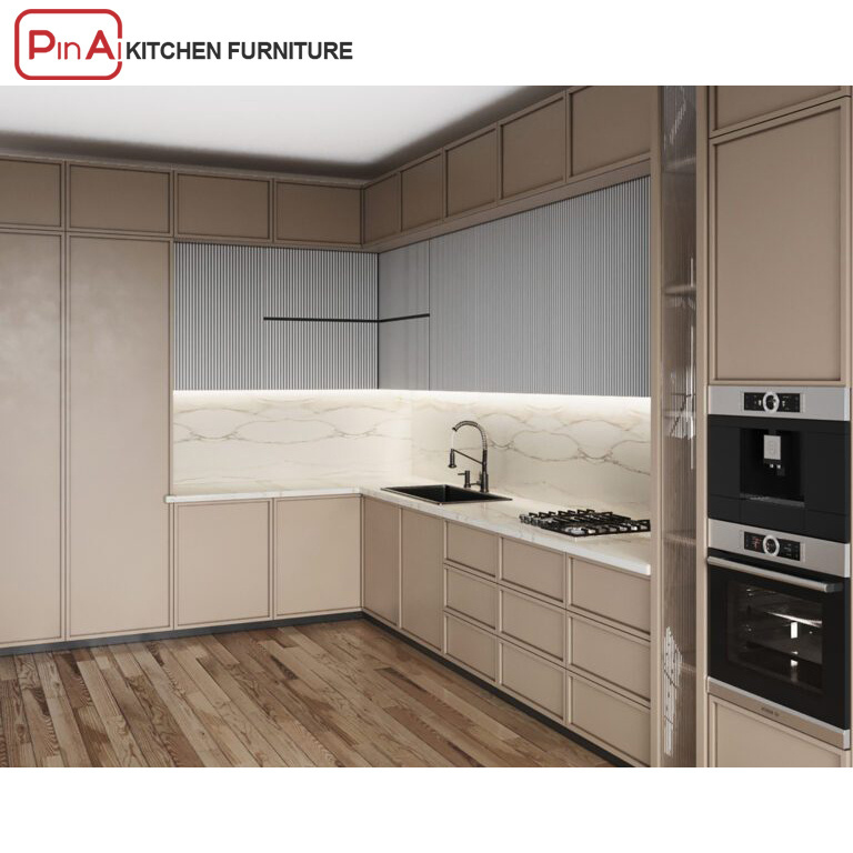 PINAI modular furniture portable solid wood kitchen cabinets and home apartment furniture with hardware