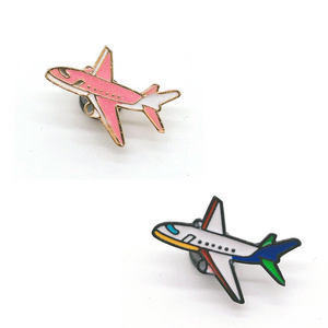 New Promotional Wholesale Custom Metal Souvenir Soft Enamel Pins Airplane Model Color Lapel Pin Badge