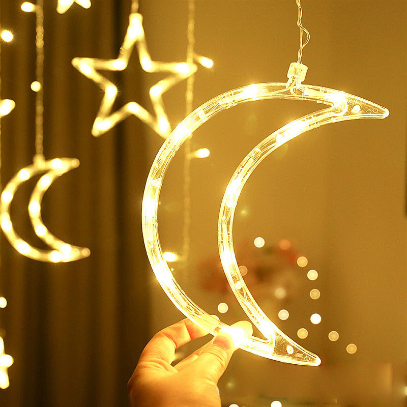 Wholesale Twinkling Star Moon Waterfall Wedding LED Window Ramadan String Light