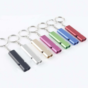 Pinbo Custom Logo Best Seller Wholesale Safety Whistle Outdoor Metal Emergency Survival Whistles With Keychain