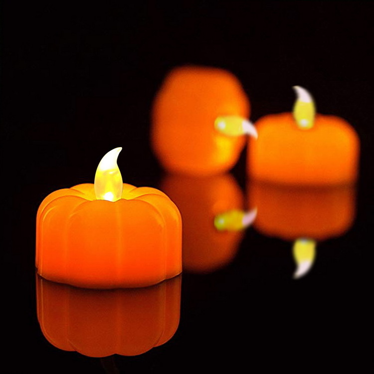 Easter Home Decorative Light Up Tealight  Candle Flameless  LED Pumpkin Candle