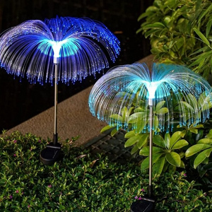 Courtyard Home Decor Ground Insert Light Led Optical Fiber Jellyfish Shaped Colorful Lamp Beautiful Waterproof Solar Powered