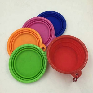 Food Safe Pure Silicone Dog Bowl Custom Foldable Dog Food Bowl Stand with Carabiner Clip