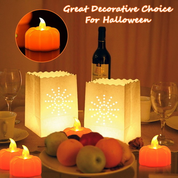 Easter Home Decorative Light Up Tealight  Candle Flameless  LED Pumpkin Candle