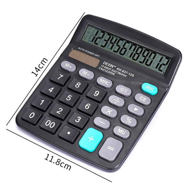 Factory Supply Original Dexin 12 Digit Dual Power Desk Real Solar Energy Cheap Two Power AA Battery Desktop Office Calculator