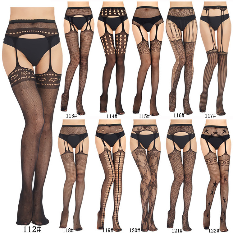 2023 Mature Women Foot Black Lace High Tight Interior Nylon Silk Stocking Foot Sexy Stockings