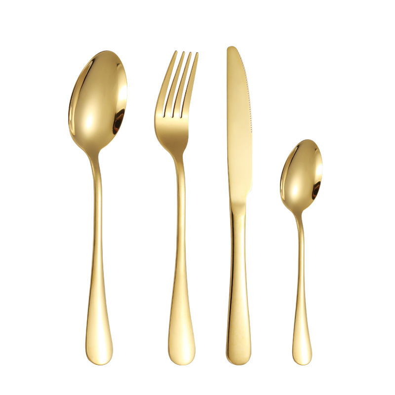 High Quality Luxury Golden 24pcs Spoon Fork Sets Restaurant Silver Stainless Steel Cutlery for Wedding