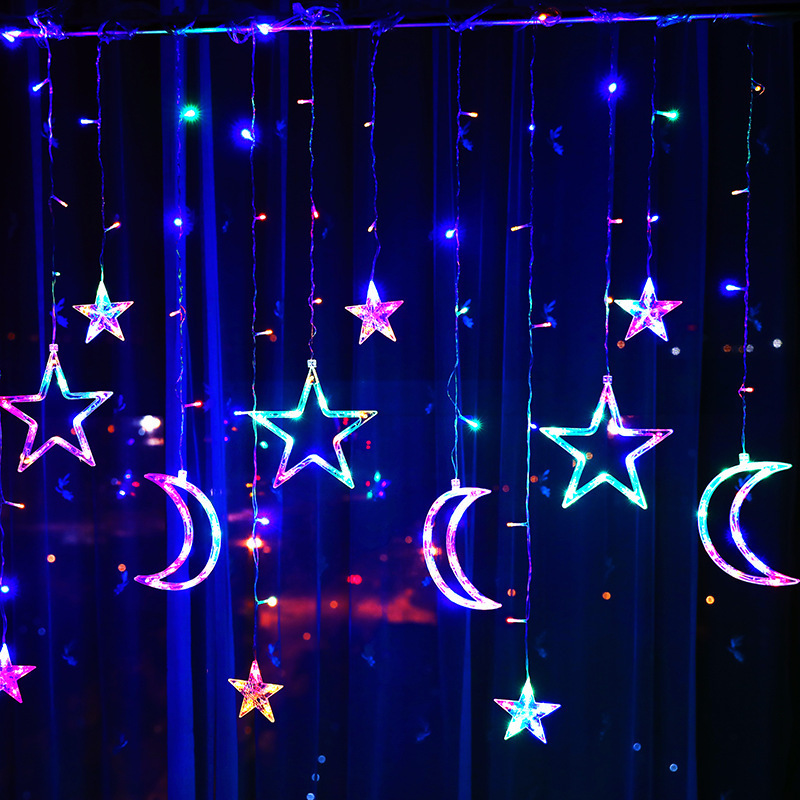 Wholesale Twinkling Star Moon Waterfall Wedding LED Window Ramadan String Light