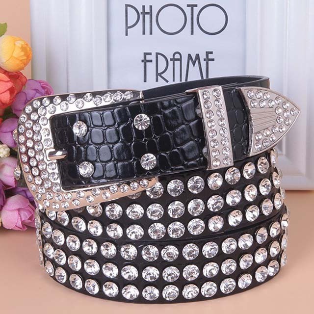 Women Rhinestone Belt Fashion Western Cowgirl Bling Studded Mens Rhinestone Belts