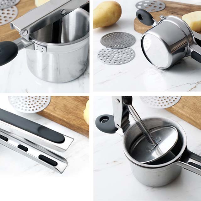 Stainless Steel Potato Ricer And Masher With 3 Ricing Discs For Baby Food Strainer Fruit Masher And Food Press