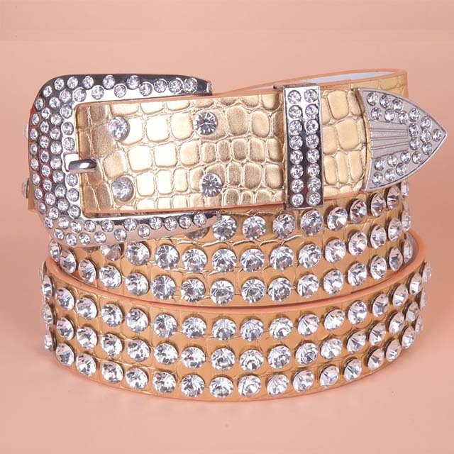 Women Rhinestone Belt Fashion Western Cowgirl Bling Studded Mens Rhinestone Belts