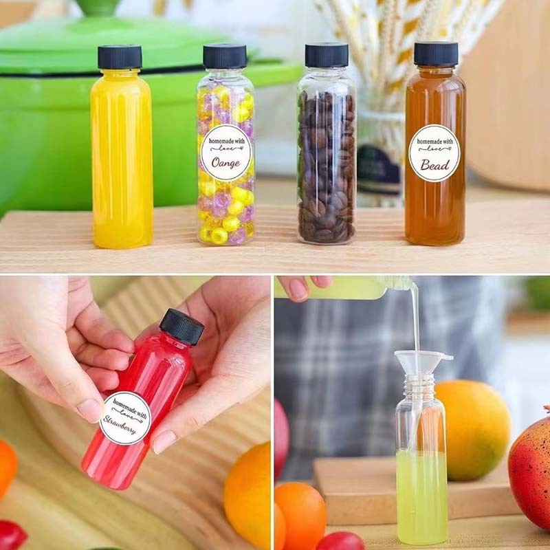 60ml Round Square PET Mini 2oz Juice bottle Shot Glass Plastic Bottles For Berevage Clear Small Juice 2oz Bottles With Cap