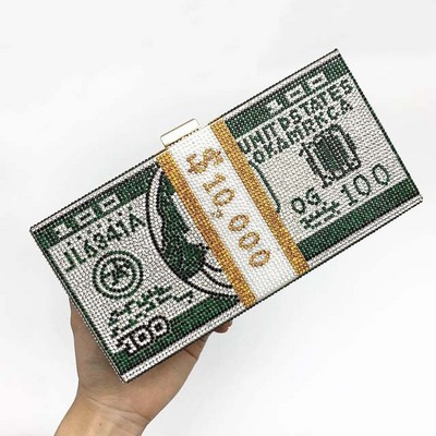 Fashion New Bling Diamond Money Clutch Rhinestone Dollar Purse BestSuppliers