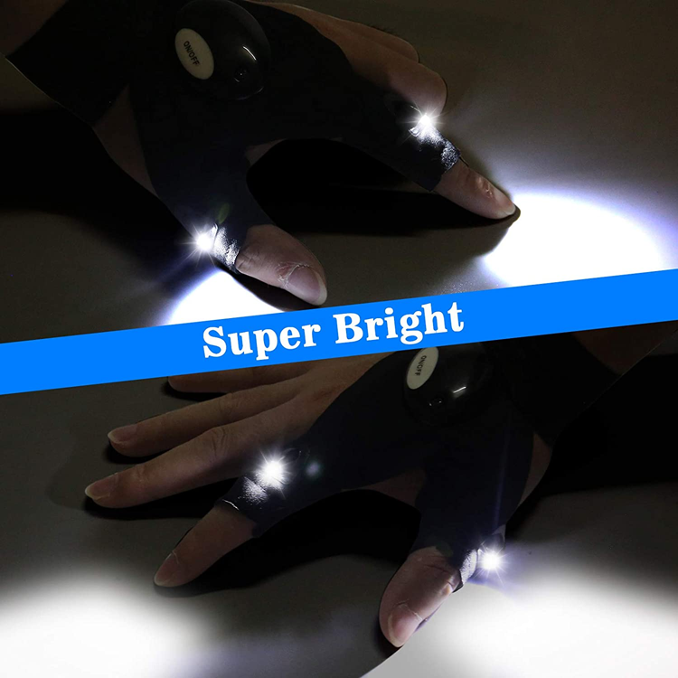 Professional LED Flashlight Gloves Lamp Rescue Tools LED Finger Gloves Night Light Waterproof Fishing Gloves