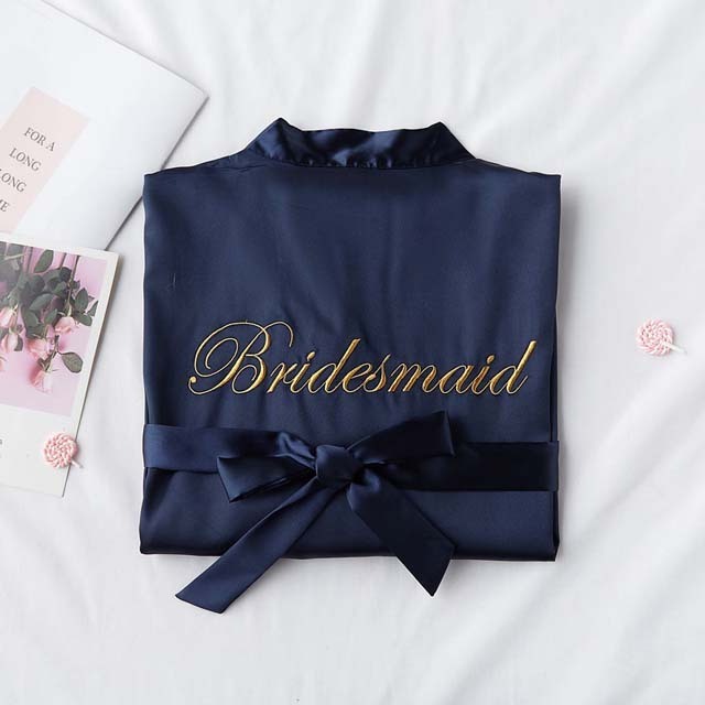 Loq moq Custom Personalized Embroidery robe Wedding Bridesmaid Satin Bridal Robe