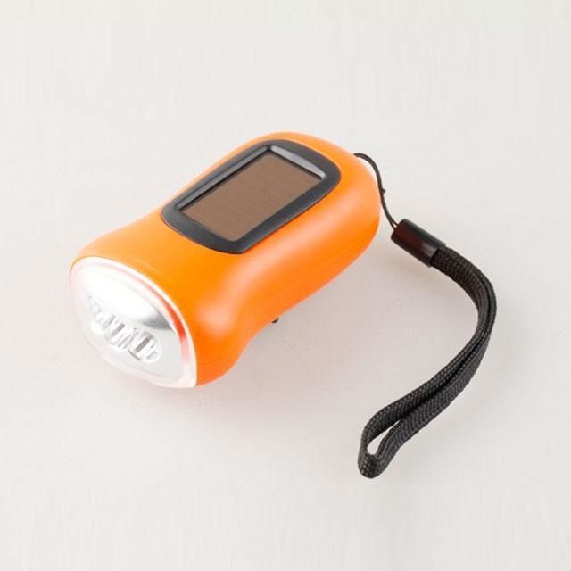 Solar Hand Crank Flashlight With Keychain