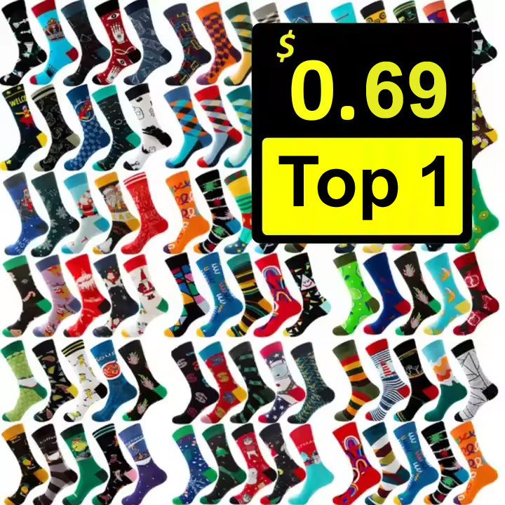 Wholesale Women Crew Cotton Novelty Socks Custom Print Jacquard Dress Socks Colorful Unisex Striped Funny Happy Socks for Men