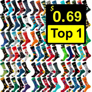 Wholesale Women Crew Cotton Novelty Socks Custom Print Jacquard Dress Socks Colorful Unisex Striped Funny Happy Socks for Men