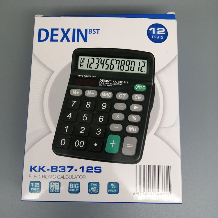 Factory Supply Original Dexin 12 Digit Dual Power Desk Real Solar Energy Cheap Two Power AA Battery Desktop Office Calculator