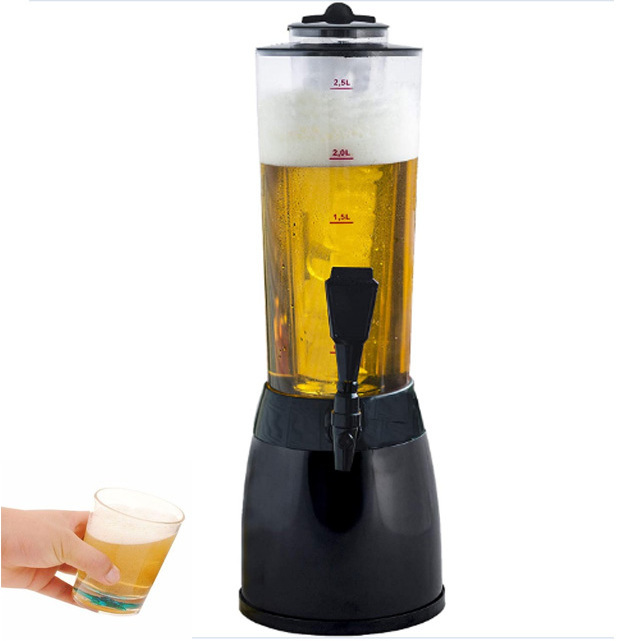 Plastic Draft Beer Tower 3L Tabletop Drink Beer Dispenser for Party