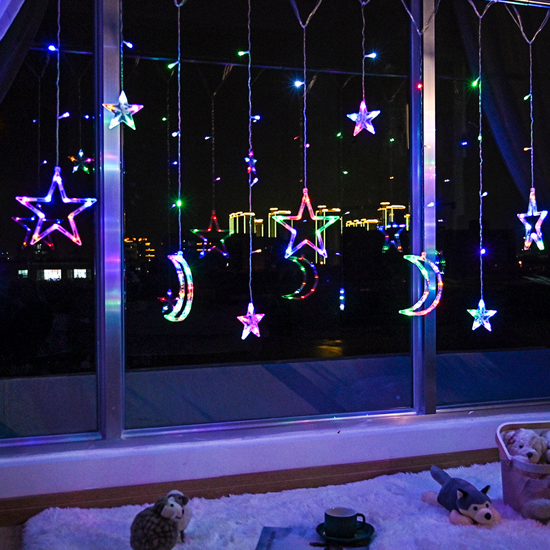 Wholesale Twinkling Star Moon Waterfall Wedding LED Window Ramadan String Light