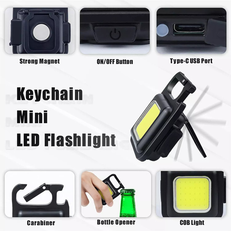 Mini Cob Flashlight Portable Led Rechargeable Work Light Small Pocket Magnetic Flashlights