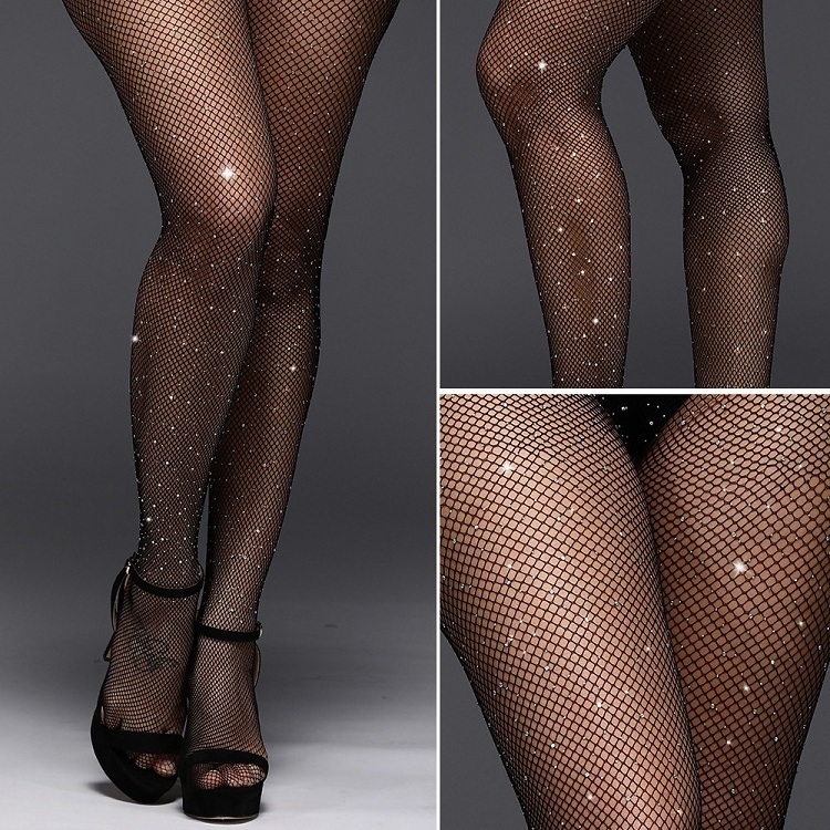 2023 Crystal Fishnet Tights Lady Sexy Stockings Mesh Shiny Rhinestone Fishnet Stockings