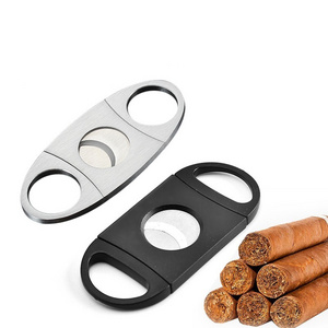 Custom Double Finger Stretch Type Metallic Cutter Cigars Stainless Steel Cigar Knife Cigars Tool