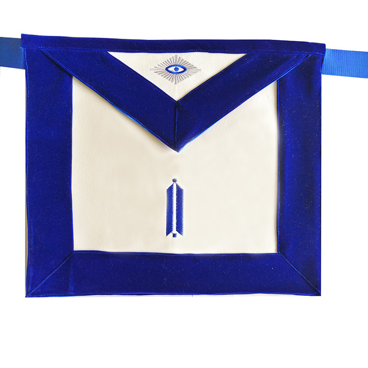 Wholesale Custom Hand Embroidered Logo Blue lodge Masonic Apron ,Full sets Masonic office Apron